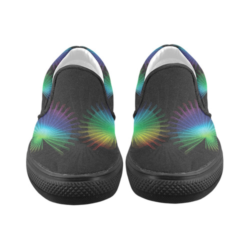 Rainbow Fan Slip-on Canvas Shoes for Kid (Model 019)