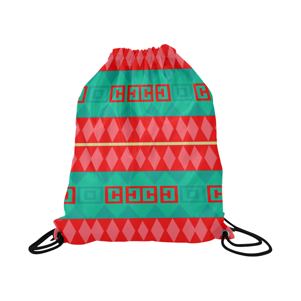 Rhombus stripes and other shapes Large Drawstring Bag Model 1604 (Twin Sides)  16.5"(W) * 19.3"(H)