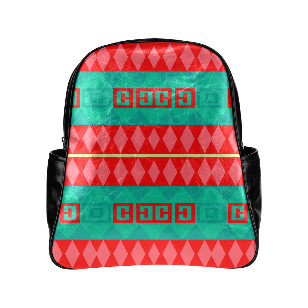 Rhombus stripes and other shapes Multi-Pockets Backpack (Model 1636)