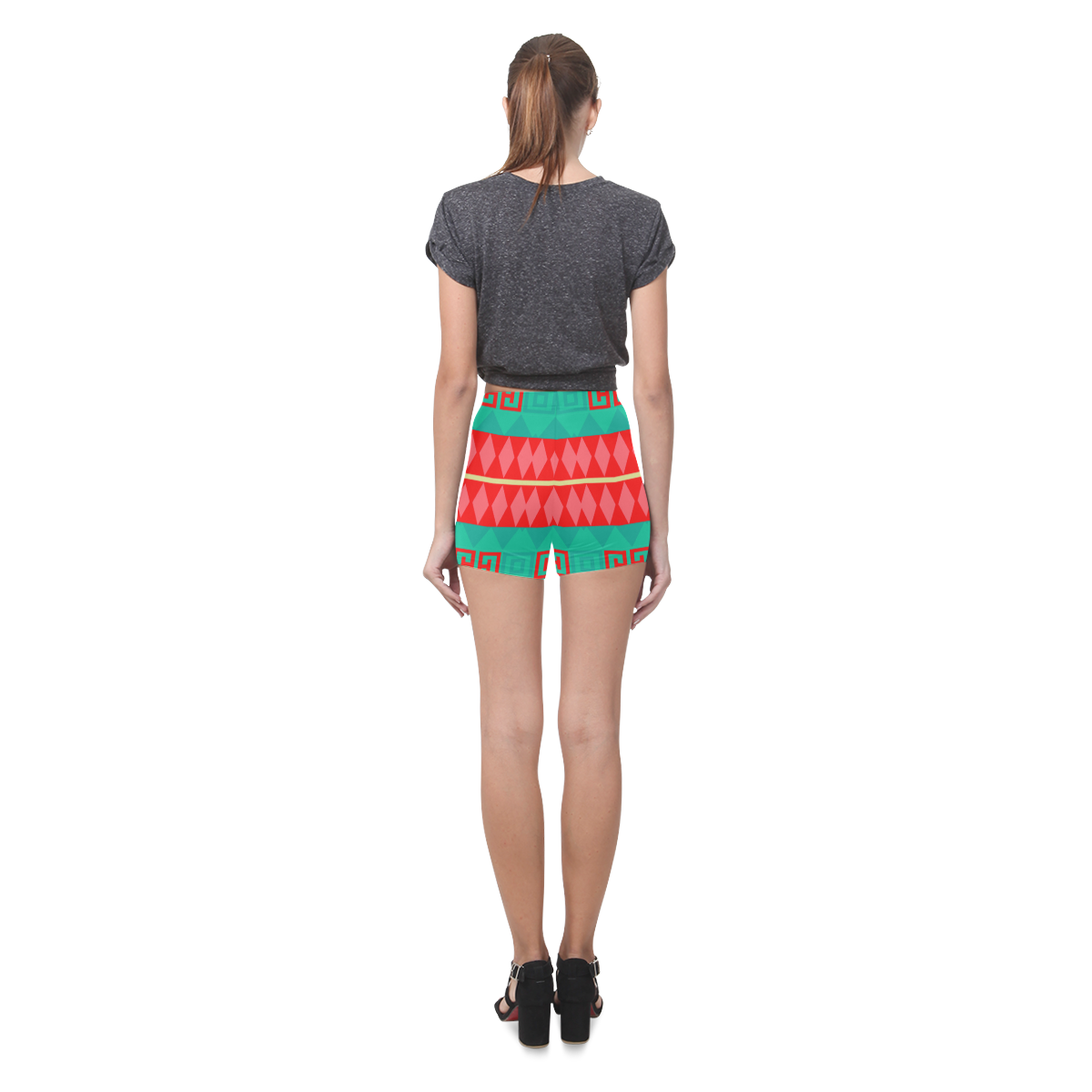 Rhombus stripes and other shapes Briseis Skinny Shorts (Model L04)