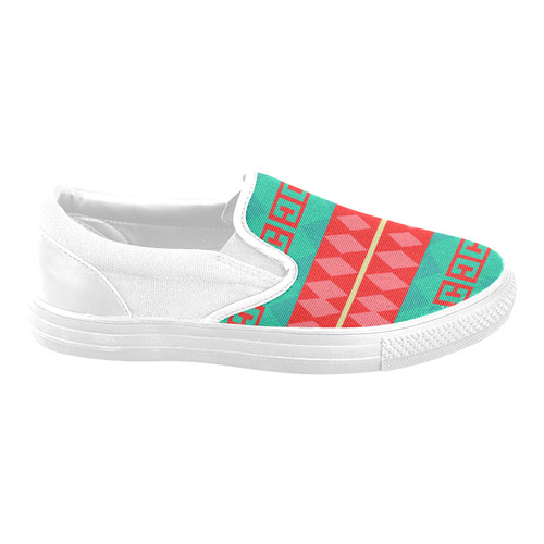 Rhombus stripes and other shapes Men's Unusual Slip-on Canvas Shoes (Model 019)