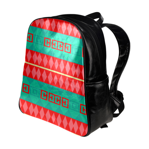 Rhombus stripes and other shapes Multi-Pockets Backpack (Model 1636)