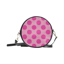 Large Hot Pink Polka Dots Pattern Round Sling Bag (Model 1647)