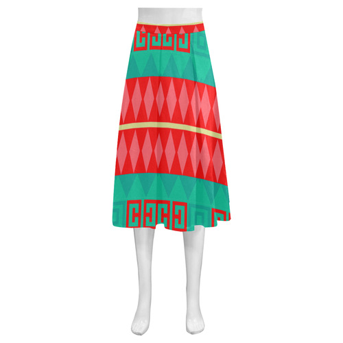 Rhombus stripes and other shapes Mnemosyne Women's Crepe Skirt (Model D16)