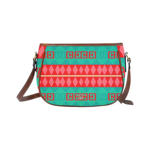 Rhombus stripes and other shapes Saddle Bag/Large (Model 1649)