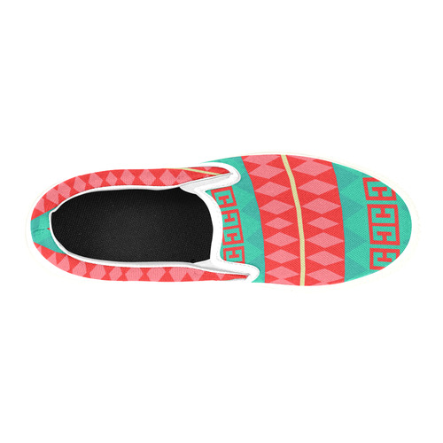 Rhombus stripes and other shapes Slip-on Canvas Shoes for Kid (Model 019)