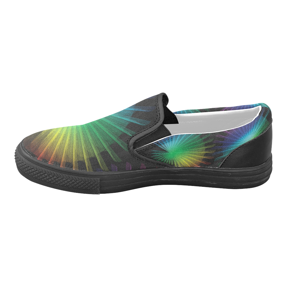 Rainbow Fan Men's Unusual Slip-on Canvas Shoes (Model 019)