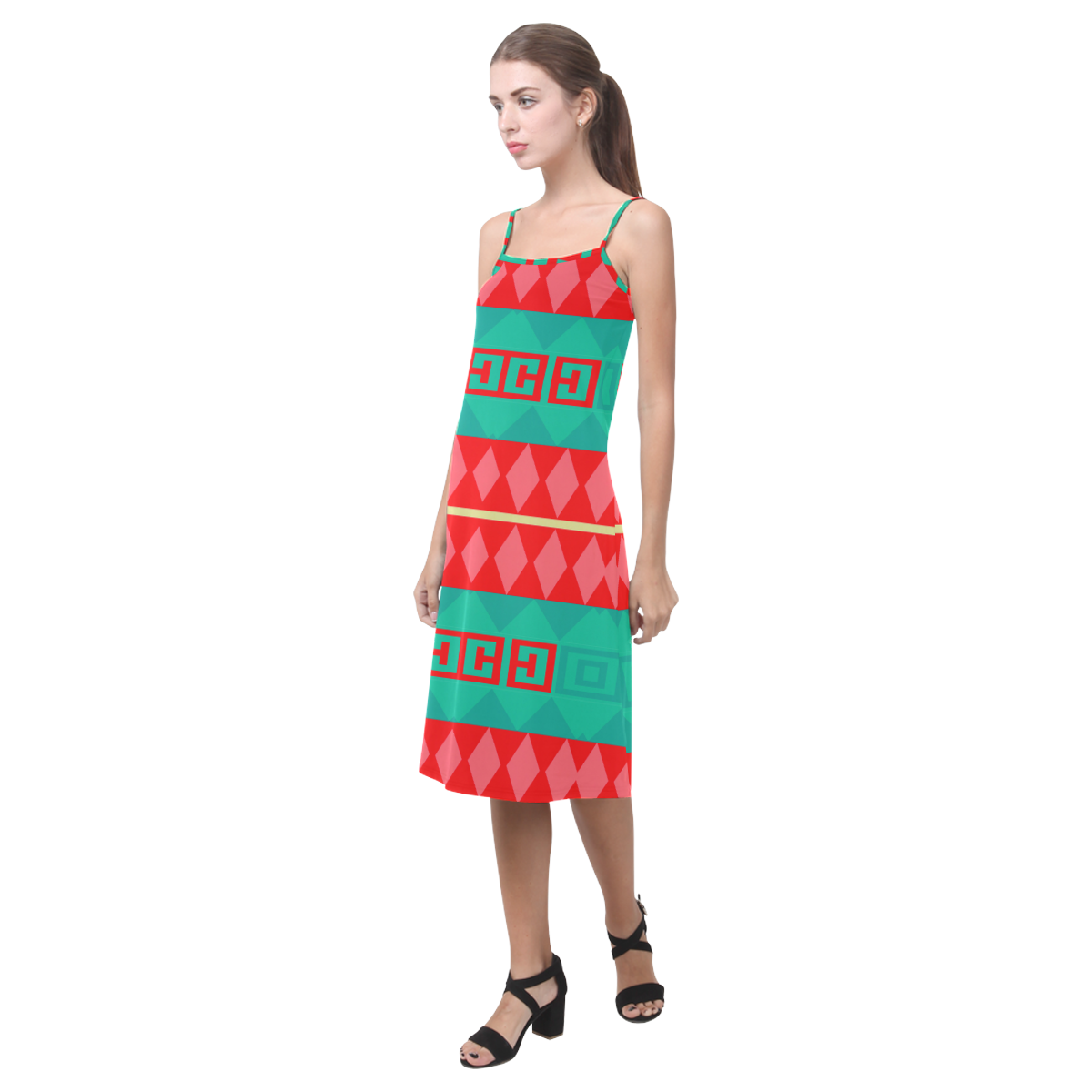 Rhombus stripes and other shapes Alcestis Slip Dress (Model D05)
