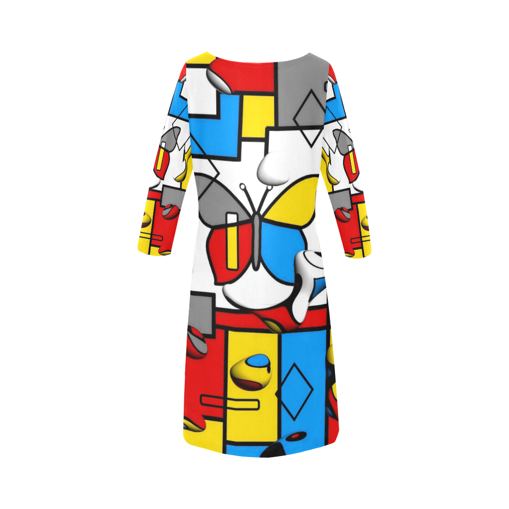 Butterfly of Colors by Nico Bielow Round Collar Dress (D22)