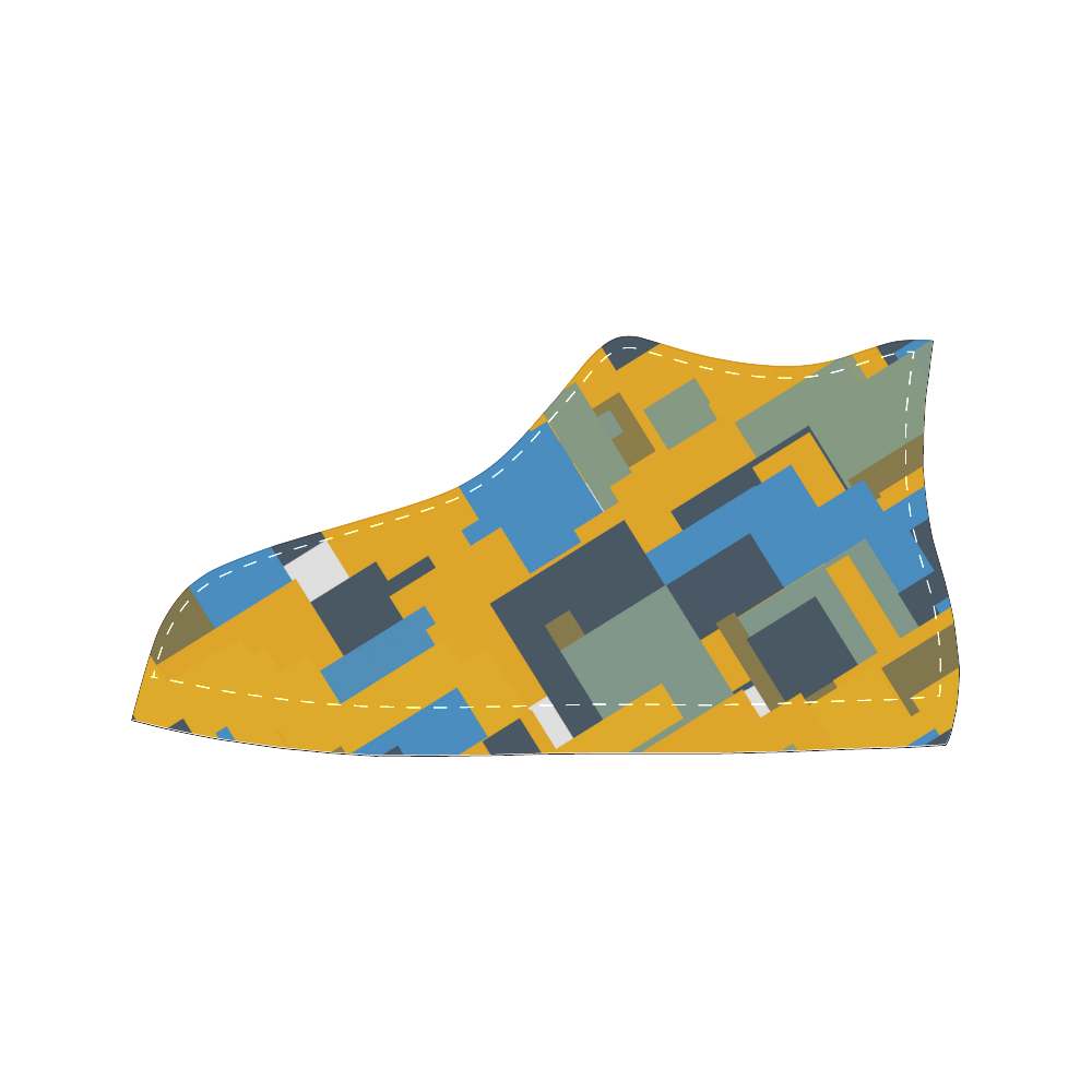 Blue yellow shapes Men’s Classic High Top Canvas Shoes (Model 017)