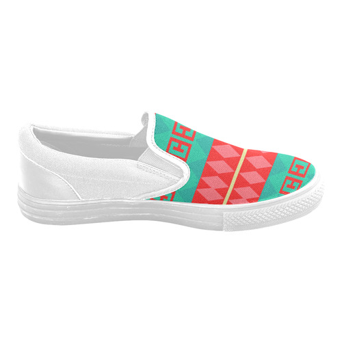 Rhombus stripes and other shapes Men's Unusual Slip-on Canvas Shoes (Model 019)