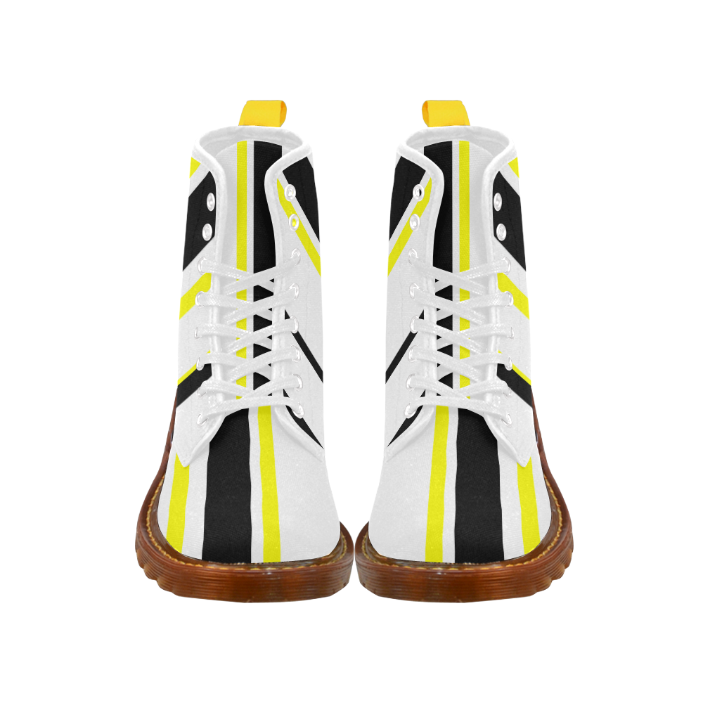 yellow black and white stripes Martin Boots For Women Model 1203H