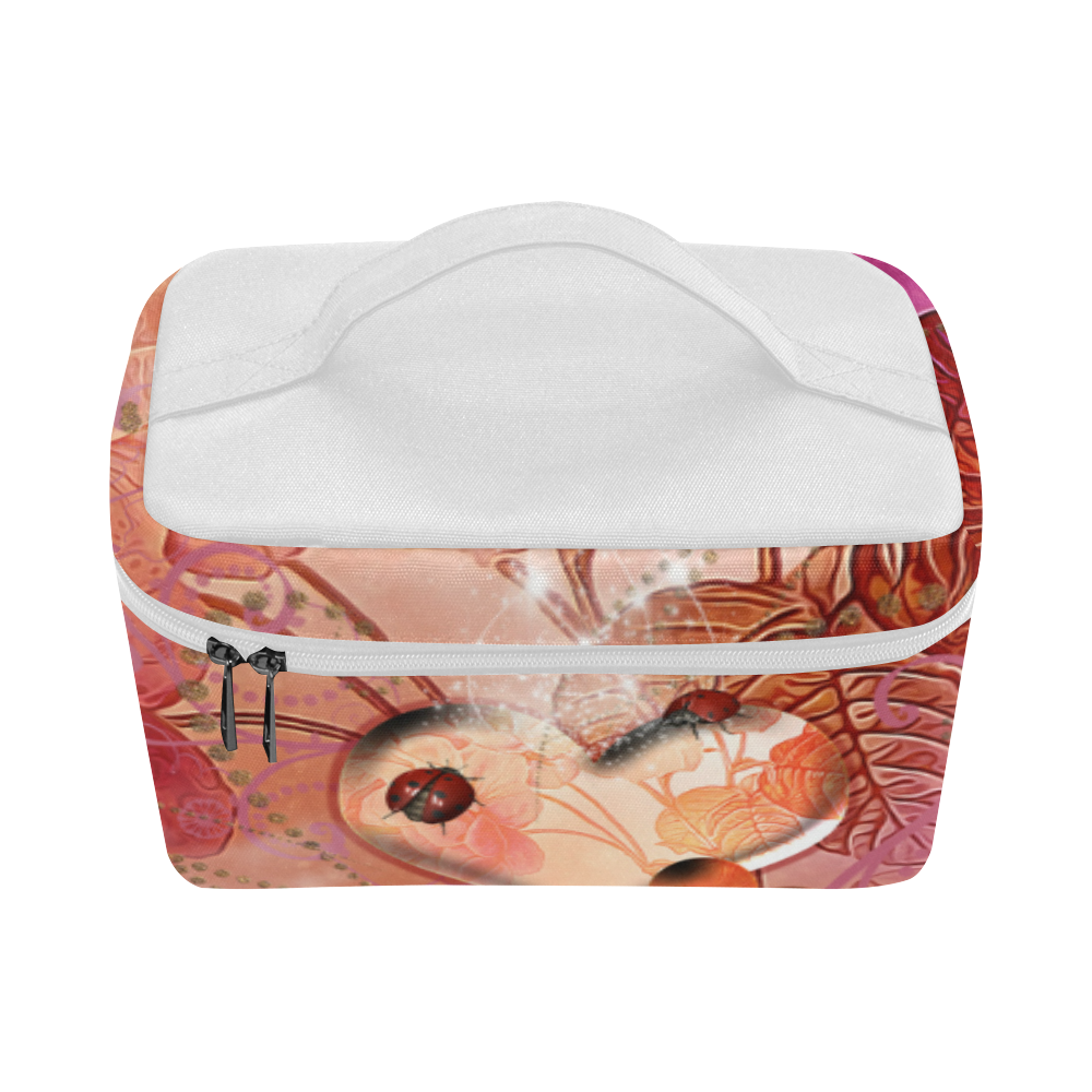Hearts with flowers soft colors Cosmetic Bag/Large (Model 1658)