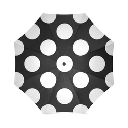 Large Black White Polka Dots Pattern Foldable Umbrella (Model U01)