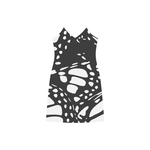 Monarch, Black and White V-Neck Open Fork Long Dress(Model D18)
