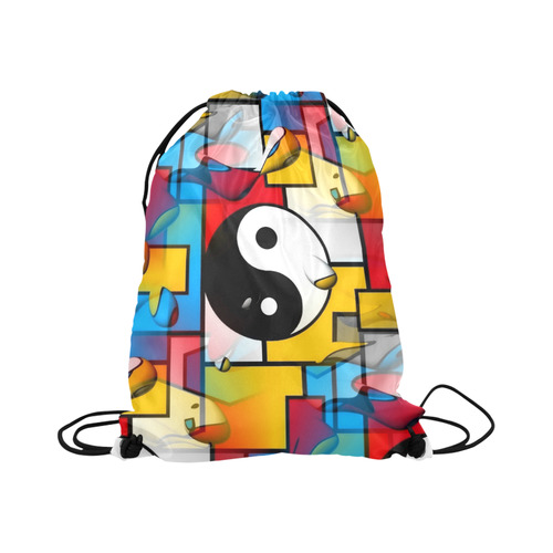 Yin and Yang Popart by Nico Bielow Large Drawstring Bag Model 1604 (Twin Sides)  16.5"(W) * 19.3"(H)