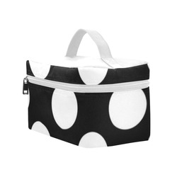Large Black White Polka Dots Pattern Cosmetic Bag/Large (Model 1658)