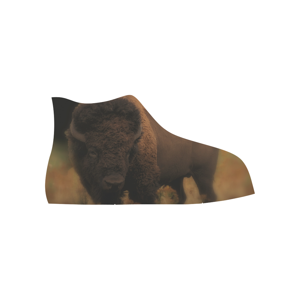 Awesome Powerfull Bison In Wildlife High Top Canvas Shoes for Kid (Model 017)
