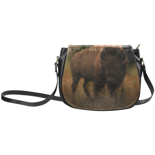 Awesome Powerfull Bison In Wildlife Classic Saddle Bag/Large (Model 1648)