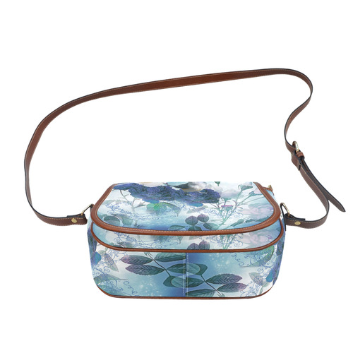 Cute birds with blue flowers Saddle Bag/Small (Model 1649) Full Customization