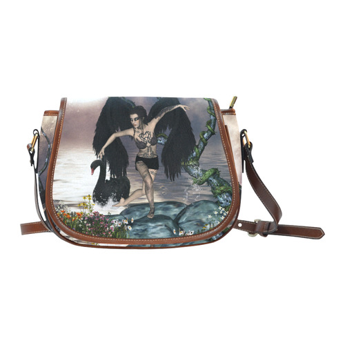 Wonderful dark swan fairy Saddle Bag/Small (Model 1649) Full Customization