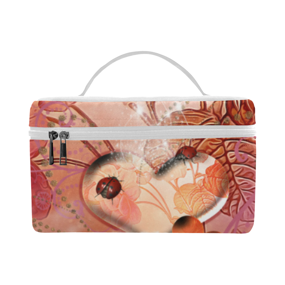 Hearts with flowers soft colors Cosmetic Bag/Large (Model 1658)