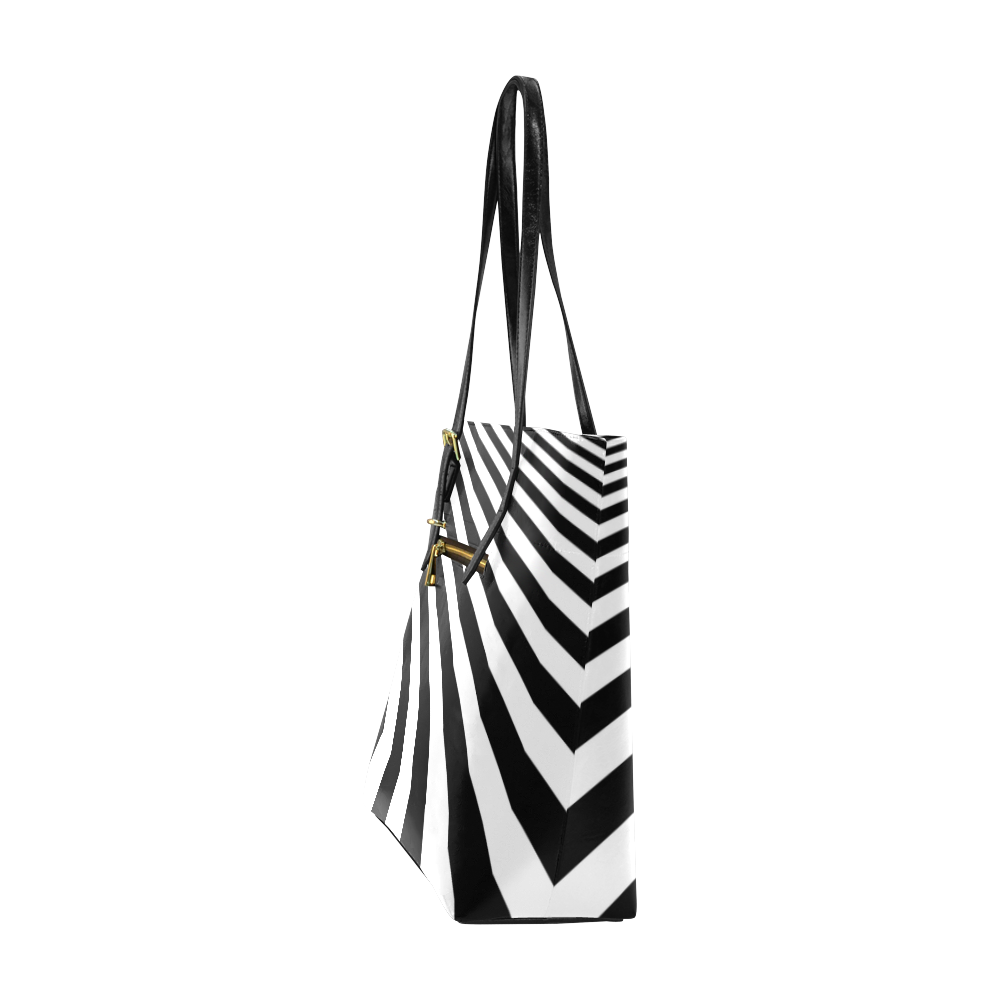 Diagonal Stripes, Black & White Euramerican Tote Bag/Small (Model 1655)