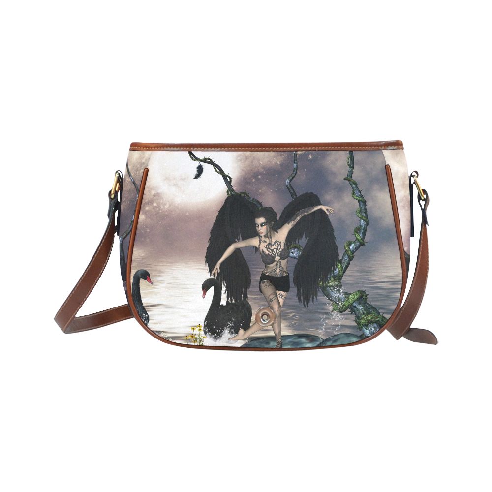 Wonderful dark swan fairy Saddle Bag/Small (Model 1649) Full Customization