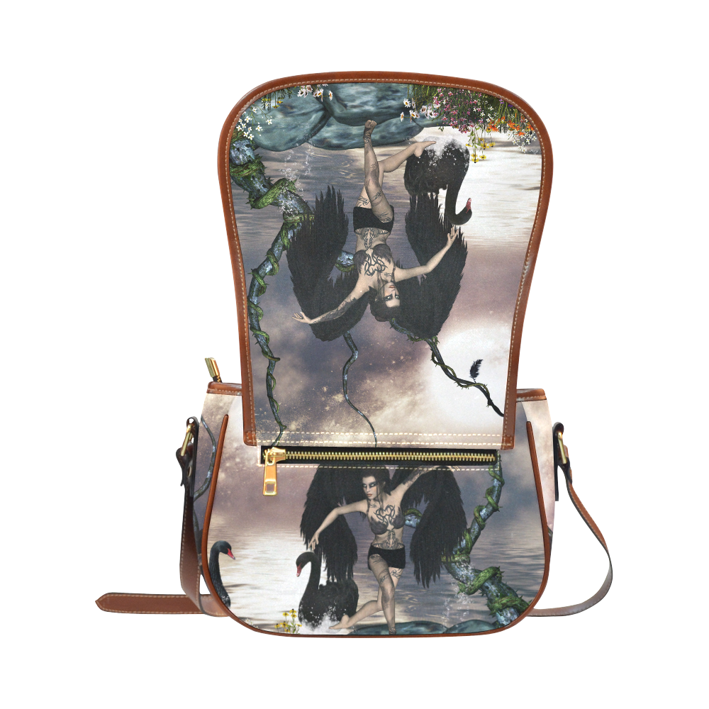 Wonderful dark swan fairy Saddle Bag/Small (Model 1649) Full Customization