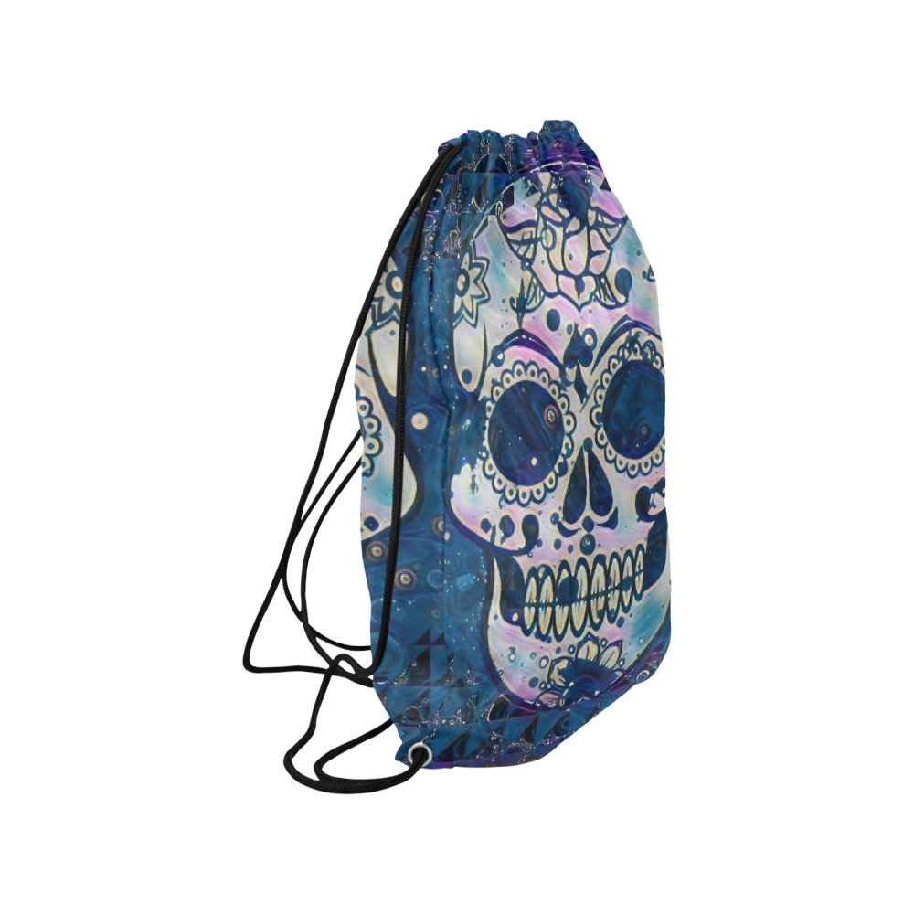 funky Skull C by Jamcolors Small Drawstring Bag Model 1604 (Twin Sides) 11"(W) * 17.7"(H)