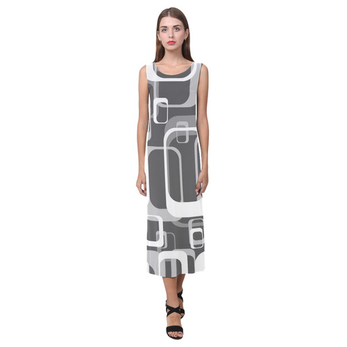 retro pattern 1971 gray JamColors Phaedra Sleeveless Open Fork Long Dress (Model D08)