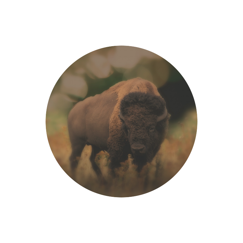Awesome Powerfull Bison In Wildlife Round Mousepad