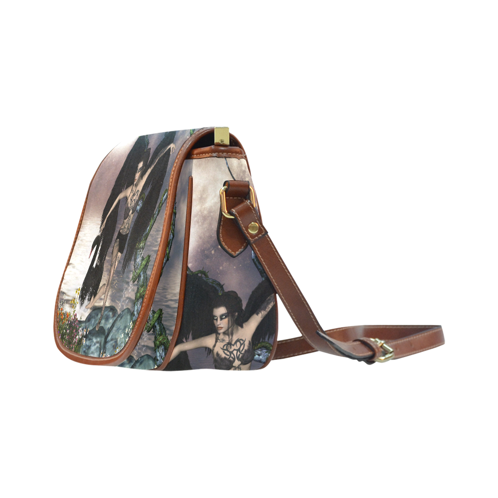 Wonderful dark swan fairy Saddle Bag/Small (Model 1649) Full Customization