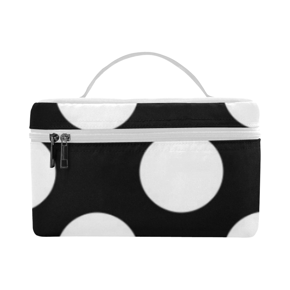 Large Black White Polka Dots Pattern Cosmetic Bag/Large (Model 1658)
