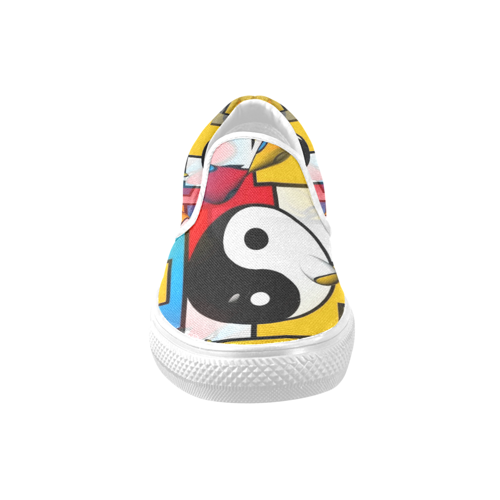 Yin and Yang Popart by Nico Bielow Women's Unusual Slip-on Canvas Shoes (Model 019)