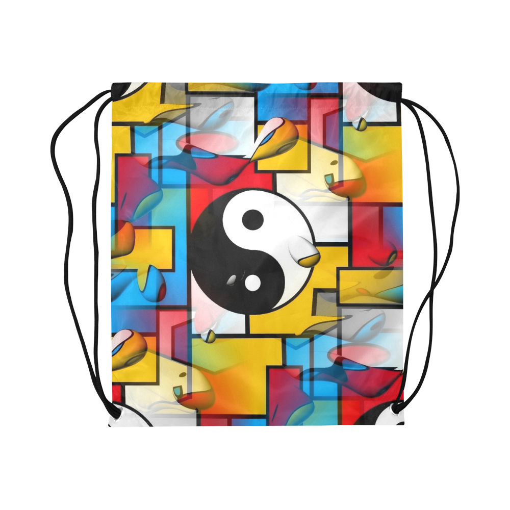Yin and Yang Popart by Nico Bielow Large Drawstring Bag Model 1604 (Twin Sides)  16.5"(W) * 19.3"(H)