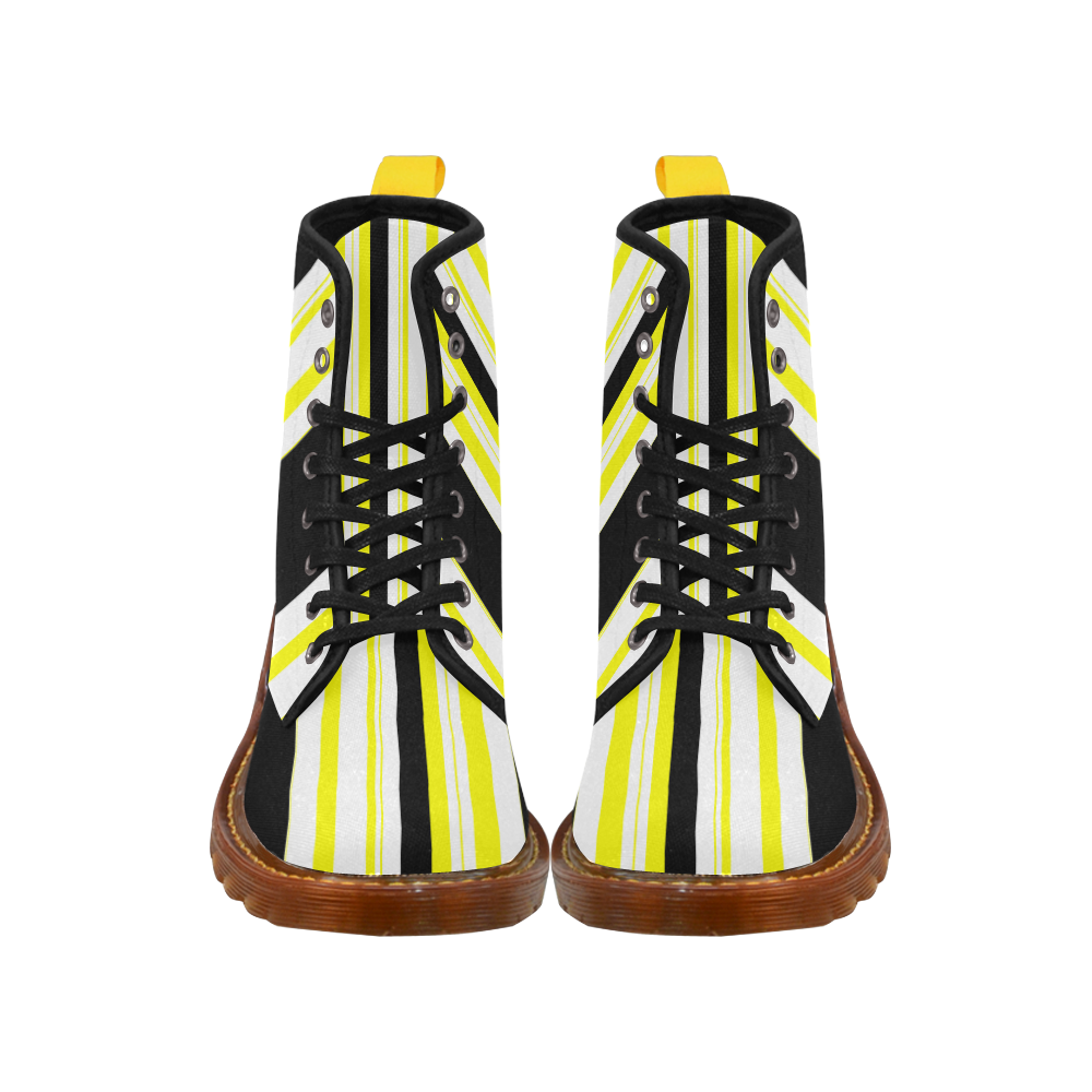 yellow black and white stripes Martin Boots For Women Model 1203H