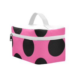 Large Black Pink Polka Dots Pattern Cosmetic Bag/Large (Model 1658)