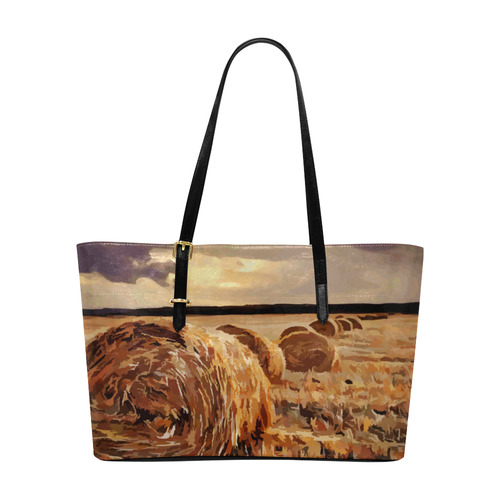 Wheat Field Harvest Landscape Euramerican Tote Bag/Large (Model 1656)