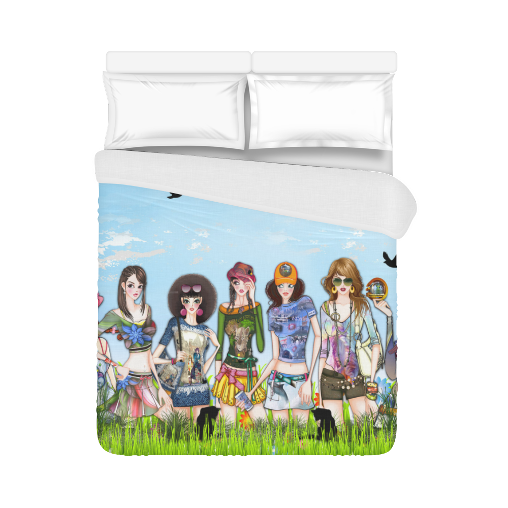 Trendy Fashion girls Duvet Cover 86"x70" ( All-over-print)