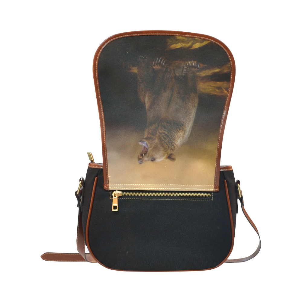 Roaring grizzly bear Saddle Bag/Small (Model 1649)(Flap Customization)