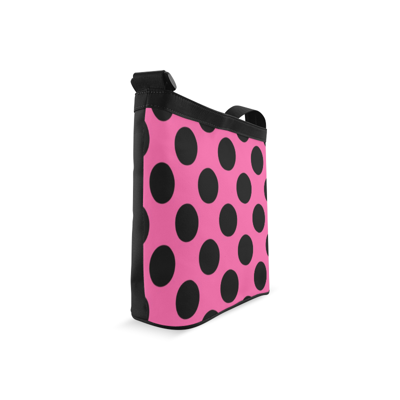 Large Black Pink Polka Dots Pattern Crossbody Bags (Model 1613)
