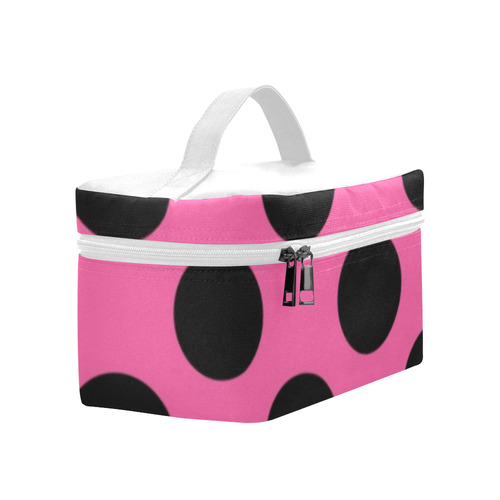 Large Black Pink Polka Dots Pattern Cosmetic Bag/Large (Model 1658)