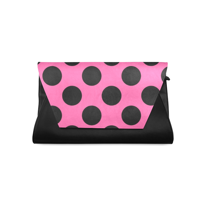 Large Black Pink Polka Dots Pattern Clutch Bag (Model 1630)