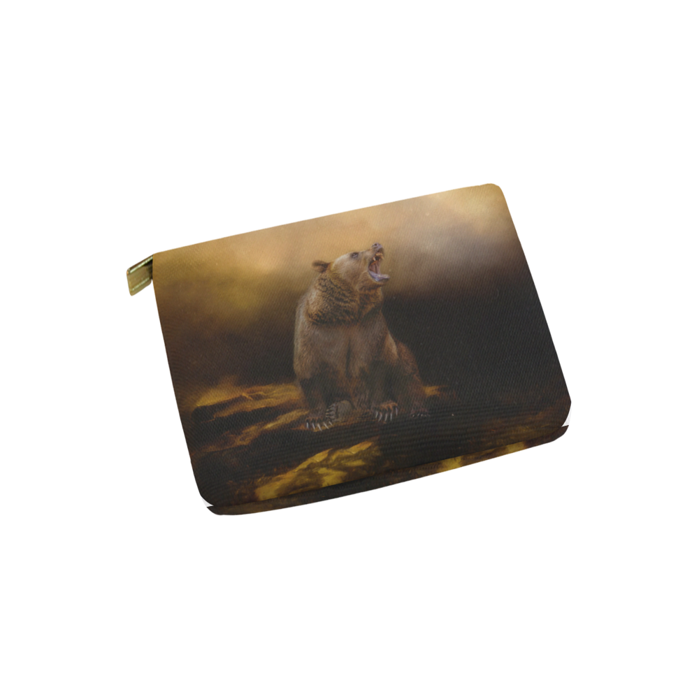 Roaring grizzly bear Carry-All Pouch 6''x5''