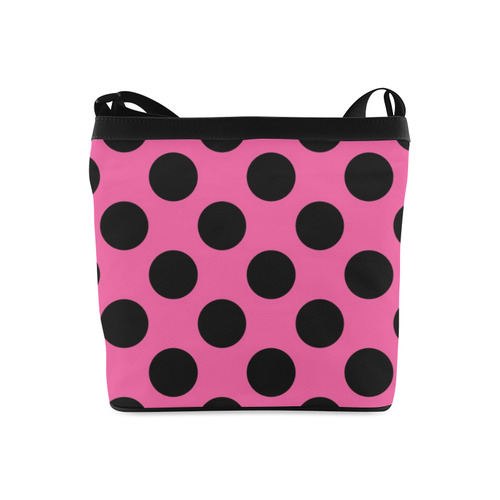 Large Black Pink Polka Dots Pattern Crossbody Bags (Model 1613)