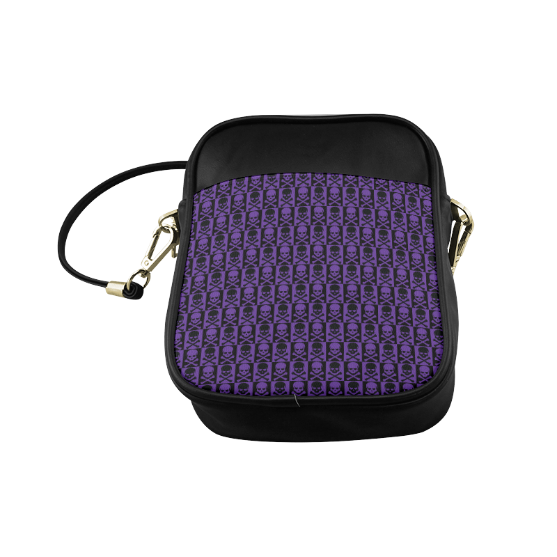 Gothic style Purple and Black Skulls Sling Bag (Model 1627)