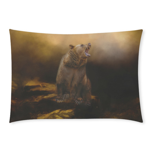 Roaring grizzly bear Custom Rectangle Pillow Case 20x30 (One Side)