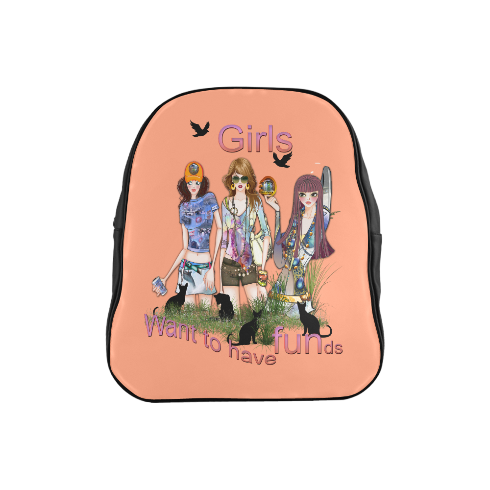 Trendy girl friends School Backpack (Model 1601)(Small)