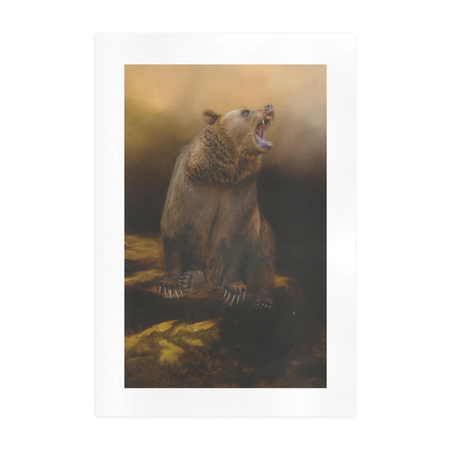 Roaring grizzly bear Art Print 19‘’x28‘’